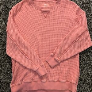 Aerie Pink Textured Crew Neck Sweater